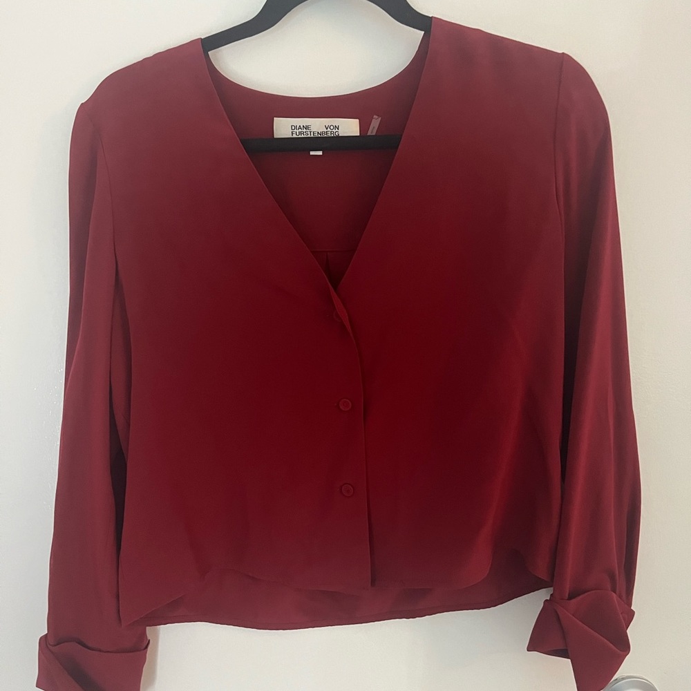 Diane Von Furstenberg red blouse